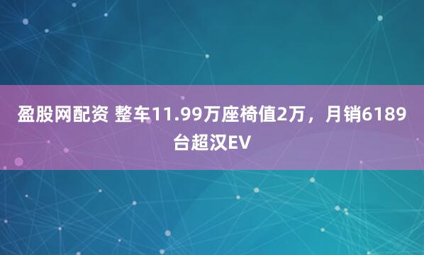 盈股网配资 整车11.99万座椅值2万，月销6189台超汉EV