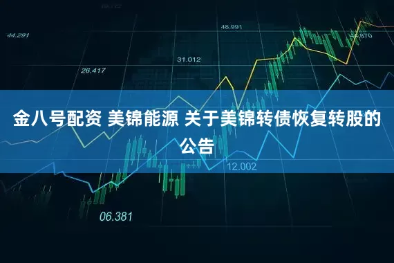 金八号配资 美锦能源 关于美锦转债恢复转股的公告